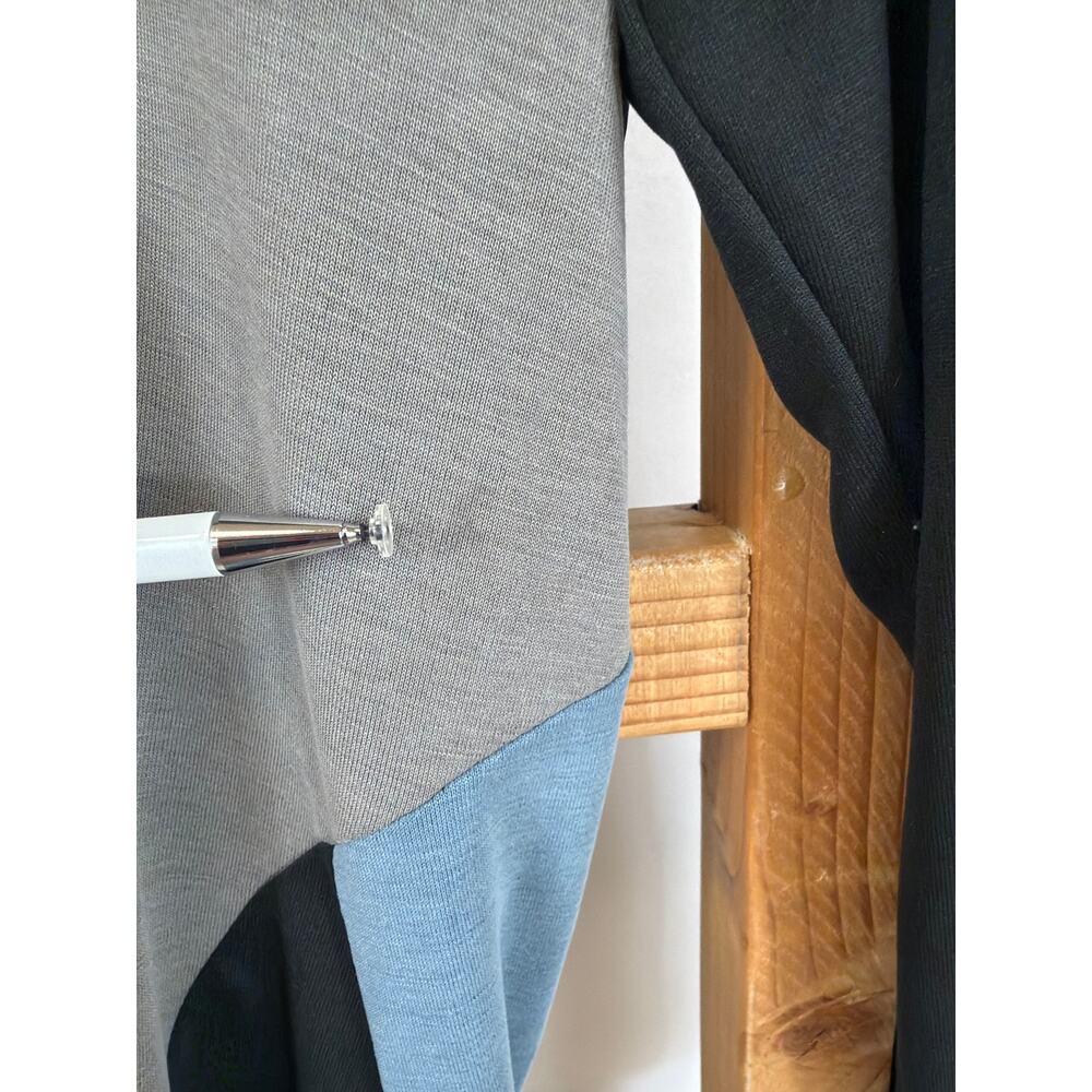 NWT Et Lois USA Made Black Gray Blue Scoop Neck Long Sleeve Tunic Top Size 2X - Picture 8 of 9